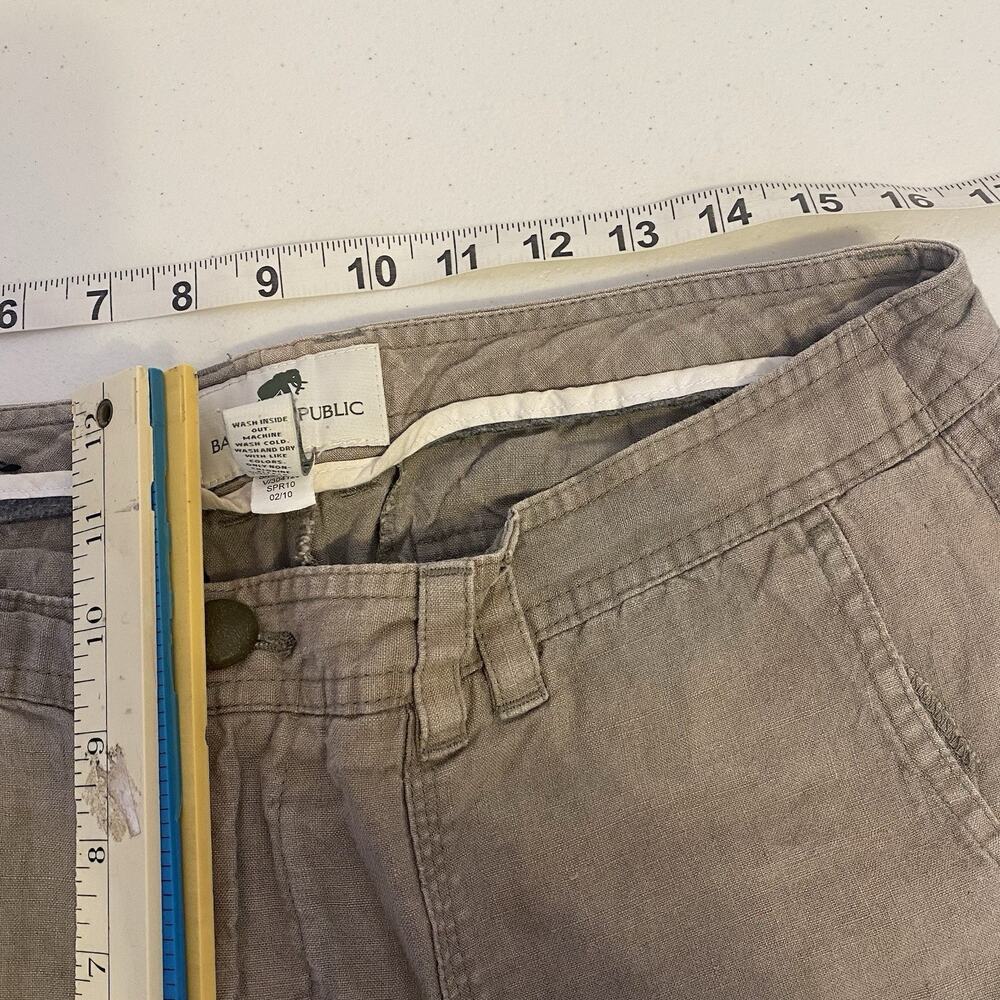 Y2K Banana Republic Women Pants WideLeg Sz 12 DarkGrey 100% Organic Linen Casual - Picture 2 of 11